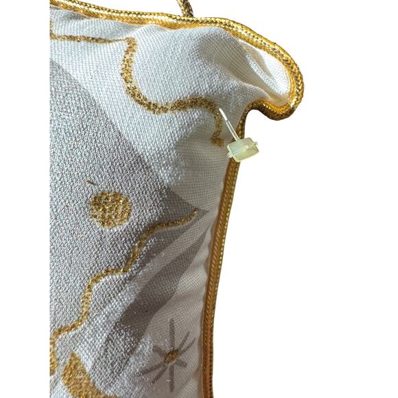 Vintage Holiday Collection Angel Silver Bell Door Hanger Gold Trim Pillow Decor - Picture 7 of 9
